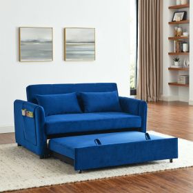 Convertible Sofa Bed, 3-in-1 Versatile Velvet Double Sofa with Pullout Bed, Seat with Adjustable Backrest, Lumbar Pillows, and Living Room Side Pocket