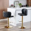 A&A Furniture,Swivel Barstools Adjusatble Seat Height, Modern PU Upholstered Bar Stools with the whole Back Tufted, for Home Pub and Kitchen Island(Bl