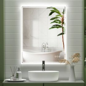24 x 36 LED Backlit Mirror Bathroom Vanity with Lights,3 Colors LED Mirror for Bathroom, Anti-Fog,Dimmable,CRI90+,Touch Button,Water Proof,Horizontal/