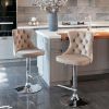 A&A Furniture,Swivel Velvet Barstools Adjusatble Seat Height from 25-33 Inch, Modern Upholstered Chrome base Bar Stools with Backs Comfortable Tufted
