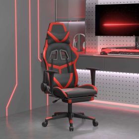 Gaming Chair with Footrest Black and Red Faux Leather