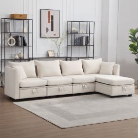 Modular Sectional Sofa, Convertible Sofa Couch with Storage, Sleeper Sectional Sofa Set, Flexible Modular Combinations Fabric Couch for Living Room (B