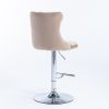 A&A Furniture,Swivel Velvet Barstools Adjusatble Seat Height from 25-33 Inch, Modern Upholstered Chrome base Bar Stools with Backs Comfortable Tufted