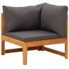 2 Piece Patio Lounge Set with Dark Gray Cushions Acacia Wood