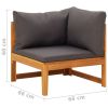 2 Piece Patio Lounge Set with Dark Gray Cushions Acacia Wood