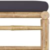 3 Piece Patio Lounge Set with Dark Gray Cushions Bamboo