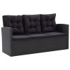 6 Piece Patio Lounge Set with Cushions Poly Rattan Black