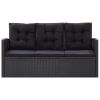 6 Piece Patio Lounge Set with Cushions Poly Rattan Black
