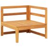 2 Piece Patio Lounge Set with Dark Gray Cushions Acacia Wood