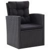 6 Piece Patio Lounge Set with Cushions Poly Rattan Black