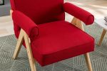 Leisure Chair with Solid Wood Armrest and Feet, Mid-Century Modern Accent chair, for Living Room Bedroom Studio chair