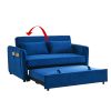 Convertible Sofa Bed, 3-in-1 Versatile Velvet Double Sofa with Pullout Bed, Seat with Adjustable Backrest, Lumbar Pillows, and Living Room Side Pocket