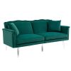 COOLMORE Couches for Living Room Mid Century Modern Velvet Love Seats Sofa with 2 Pillows, Loveseat Armrest for Bedroom, Apartment, Home Office