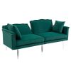COOLMORE Couches for Living Room Mid Century Modern Velvet Love Seats Sofa with 2 Pillows, Loveseat Armrest for Bedroom, Apartment, Home Office