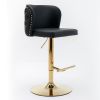 A&A Furniture,Swivel Barstools Adjusatble Seat Height, Modern PU Upholstered Bar Stools with the whole Back Tufted, for Home Pub and Kitchen Island(Bl
