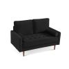 57.1' Upholstered Sofa Couch Furniture, Modern Velvet Loveseat, Tufted 3-seater Cushion with Bolster Pillows - Black