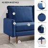69' Upholstered Velvet Sofa Couch, Modern Craftsmanship Seat with 3-Seater Cushions & Track Square Armrest - Blue