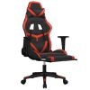 Gaming Chair with Footrest Black and Red Faux Leather