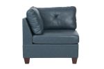 Genuine Leather Ink Blue Tufted 6pc Modular Sofa Set 2x Corner Wedge 3x Armless Chair 1x Ottoman Living Room Furniture Sofa Couch