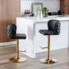 A&A Furniture,Swivel Barstools Adjusatble Seat Height, Modern PU Upholstered Bar Stools with the whole Back Tufted, for Home Pub and Kitchen Island(Bl