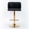 A&A Furniture,Swivel Barstools Adjusatble Seat Height, Modern PU Upholstered Bar Stools with the whole Back Tufted, for Home Pub and Kitchen Island(Bl