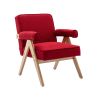 Leisure Chair with Solid Wood Armrest and Feet, Mid-Century Modern Accent chair, for Living Room Bedroom Studio chair