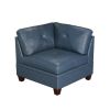 Genuine Leather Ink Blue Tufted 6pc Modular Sofa Set 2x Corner Wedge 3x Armless Chair 1x Ottoman Living Room Furniture Sofa Couch