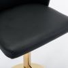 A&A Furniture,Swivel Barstools Adjusatble Seat Height, Modern PU Upholstered Bar Stools with the whole Back Tufted, for Home Pub and Kitchen Island(Bl
