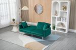 COOLMORE Couches for Living Room Mid Century Modern Velvet Love Seats Sofa with 2 Pillows, Loveseat Armrest for Bedroom, Apartment, Home Office