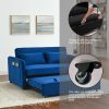 Convertible Sofa Bed, 3-in-1 Versatile Velvet Double Sofa with Pullout Bed, Seat with Adjustable Backrest, Lumbar Pillows, and Living Room Side Pocket