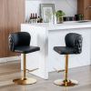 A&A Furniture,Swivel Barstools Adjusatble Seat Height, Modern PU Upholstered Bar Stools with the whole Back Tufted, for Home Pub and Kitchen Island(Bl