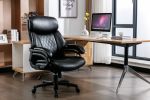 Leather office Chair ; PU faux leather;  till function 90-110 degree; black color max uploaded 400LBS