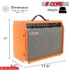 Electric Guitar Amplifier 40W Solid State Mini Bass Amp w 8' 4-Ohm Speaker EQ Controls Drive Delay ¬º' Microphone Input Aux in & Headphone Jack for St