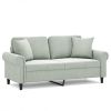 2-Seater Sofa with Throw Pillows Light Gray 55.1" Velvet