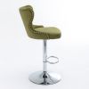 Swivel Velvet Barstools Adjusatble Seat Height from 25-33 Inch, Modern Upholstered Chrome base Bar Stools with Backs Comfortable Tufted for Home Pub a
