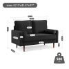 57.1' Upholstered Sofa Couch Furniture, Modern Velvet Loveseat, Tufted 3-seater Cushion with Bolster Pillows - Black