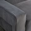 306*96*83cm Velvet, 26cm Fully Removable Armrests, Three-Seater With Side Pockets, Backrest Pull Points, Indoor Multi-Person Sofa, Dark Gray