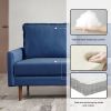 69' Upholstered Velvet Sofa Couch, Modern Craftsmanship Seat with 3-Seater Cushions & Track Square Armrest - Blue