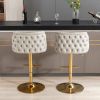 A&A Furniture,Swivel Barstools Adjusatble Seat Height, Modern PU Upholstered Bar Stools with the whole Back Tufted, for Home Pub and Kitchen Island(Be
