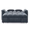 Loveseats Sofa Bed with Pull-out Bed,Adjsutable Back,Blue+ Grey