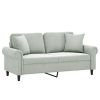 2-Seater Sofa with Throw Pillows Light Gray 55.1" Velvet