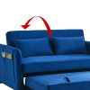 Convertible Sofa Bed, 3-in-1 Versatile Velvet Double Sofa with Pullout Bed, Seat with Adjustable Backrest, Lumbar Pillows, and Living Room Side Pocket
