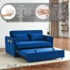 Convertible Sofa Bed, 3-in-1 Versatile Velvet Double Sofa with Pullout Bed, Seat with Adjustable Backrest, Lumbar Pillows, and Living Room Side Pocket