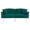 COOLMORE Couches for Living Room Mid Century Modern Velvet Love Seats Sofa with 2 Pillows, Loveseat Armrest for Bedroom, Apartment, Home Office
