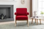 Leisure Chair with Solid Wood Armrest and Feet, Mid-Century Modern Accent chair, for Living Room Bedroom Studio chair