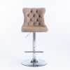 A&A Furniture,Swivel Velvet Barstools Adjusatble Seat Height from 25-33 Inch, Modern Upholstered Chrome base Bar Stools with Backs Comfortable Tufted