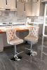 A&A Furniture,Swivel Velvet Barstools Adjusatble Seat Height from 25-33 Inch, Modern Upholstered Chrome base Bar Stools with Backs Comfortable Tufted