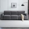 306*96*83cm Velvet, 26cm Fully Removable Armrests, Three-Seater With Side Pockets, Backrest Pull Points, Indoor Multi-Person Sofa, Dark Gray