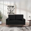 57.1' Upholstered Sofa Couch Furniture, Modern Velvet Loveseat, Tufted 3-seater Cushion with Bolster Pillows - Black
