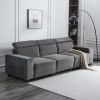 306*96*83cm Velvet, 26cm Fully Removable Armrests, Three-Seater With Side Pockets, Backrest Pull Points, Indoor Multi-Person Sofa, Dark Gray